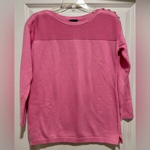 Talbots‎ Pink Ribbed Long Sleeve Sweater with Button Detail